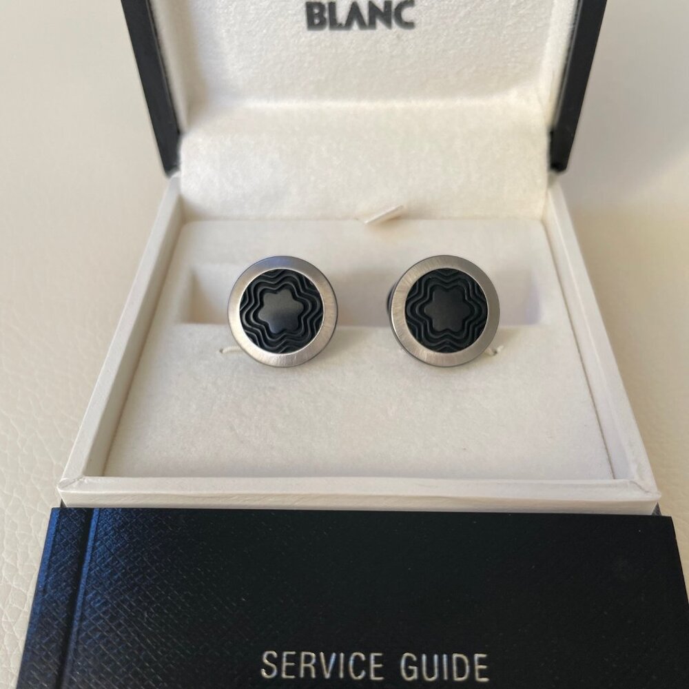 Mont Blanc Rubber Collection Cufflinks. Black Color
